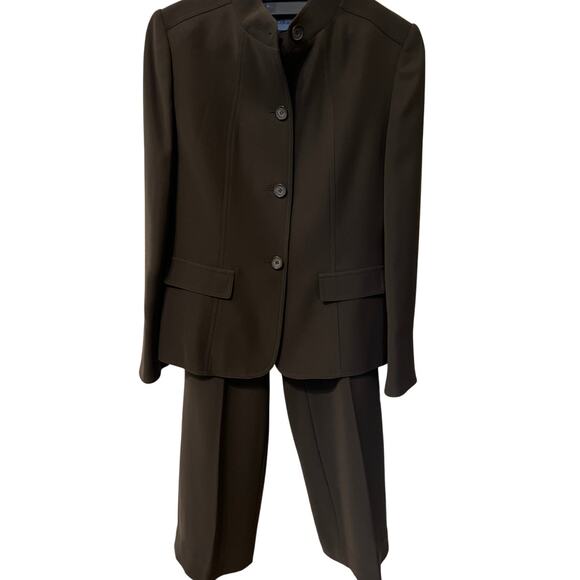 Calvin Klein Chocolate Brown Women's Two Piece Pant Suit Blazer Size 8 Office - Picture 1 of 7